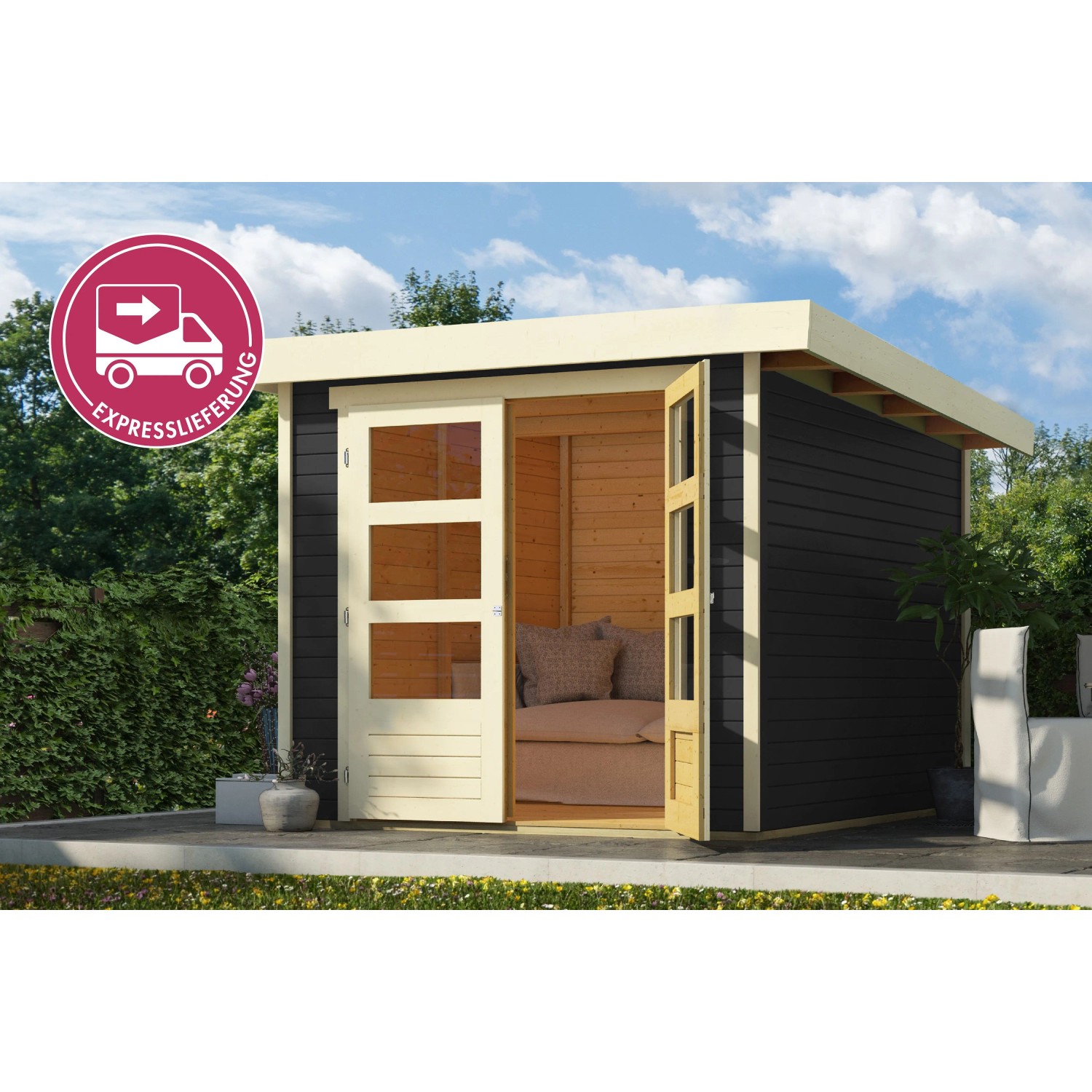 Karibu Express Gartenhaus Speedy A Terragrau 213 cm x 217 cm