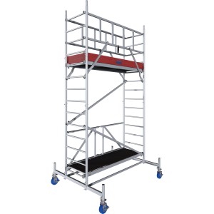 Krause Alu-Fahrgerüst ProTec XS mit Rollen, Arbeitshöhe 4,8 m. Faltbares Gerüst für Innen- und Außenarbeiten.