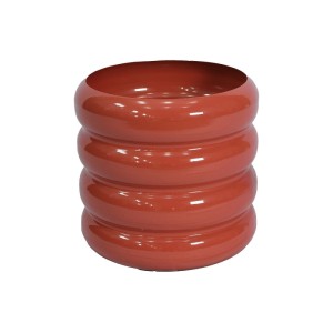 Terracotta Metall Übertopf Lumoza, 32 cm, mit gerillter Oberfläche. Moderner Pflanzkübel für Innen & Außen.