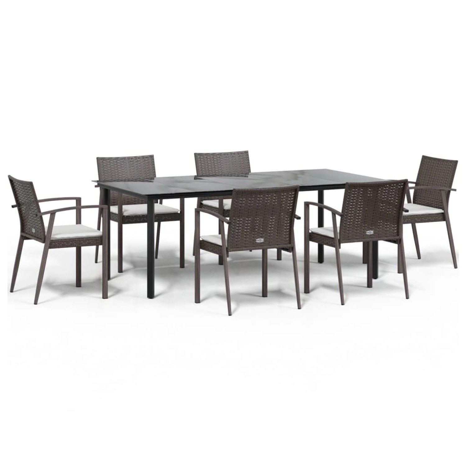 vidaXL 7-Tlg Garten-Essgruppe mit Kissen Poly Rattan und Stahl 3186997 günstig online kaufen