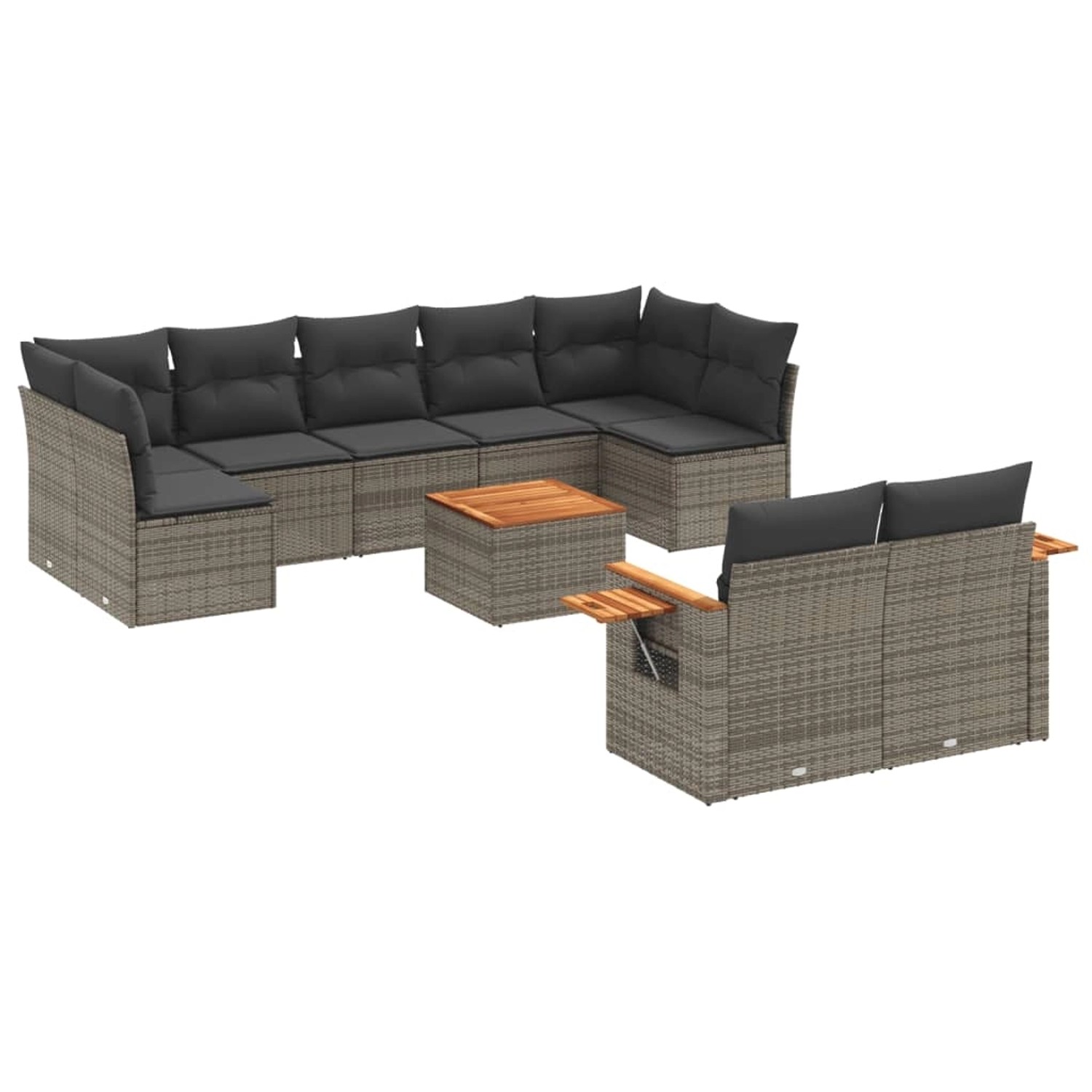 vidaXL 10-Tlg Garten-Sofagarnitur mit Kissen Grau Poly Rattan 3259540 günstig online kaufen