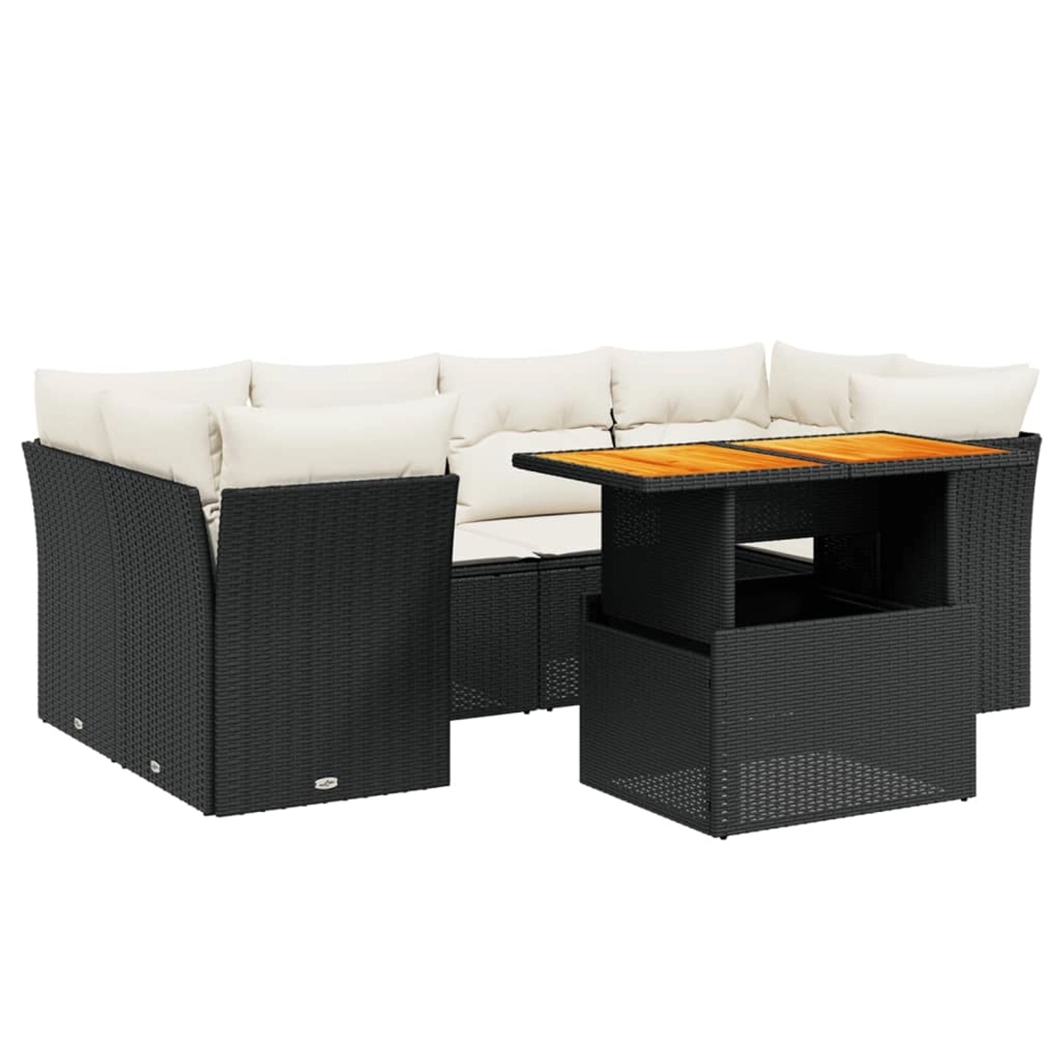 vidaXL 7-Tlg Garten-Sofagarnitur mit Kissen Schwarz Poly Rattan 3270685 günstig online kaufen