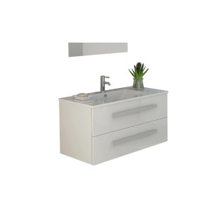 Jet-Line Badmöbel-Set Locarno, 80cm, Weiß Hochglanz: Unterschrank mit Waschbecken.
