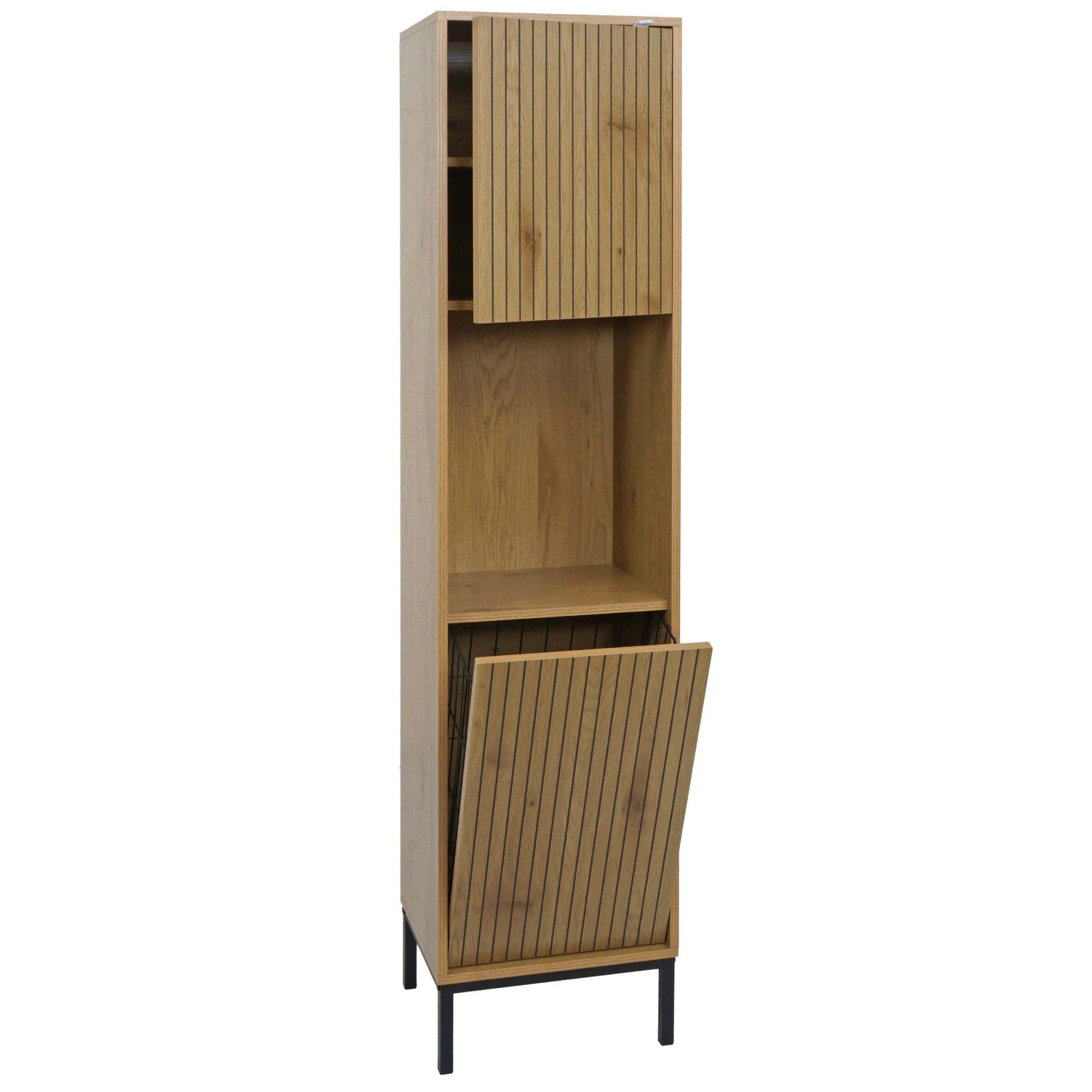 Mcw Hochschrank O42 Mdf Melamin 174x39x30cm Holzoptik Natur