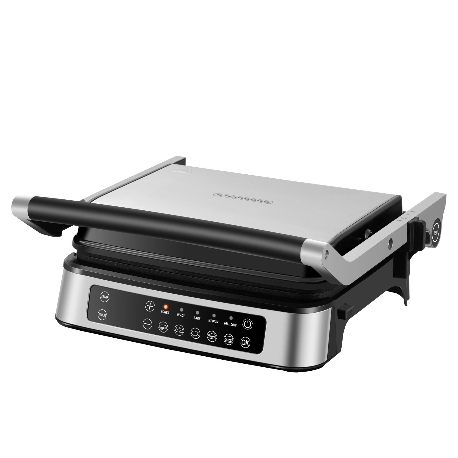 Steinborg SB-2040 Digitaler Kontaktgrill mit Touch Display 180° Aufklappbar 2000 W
