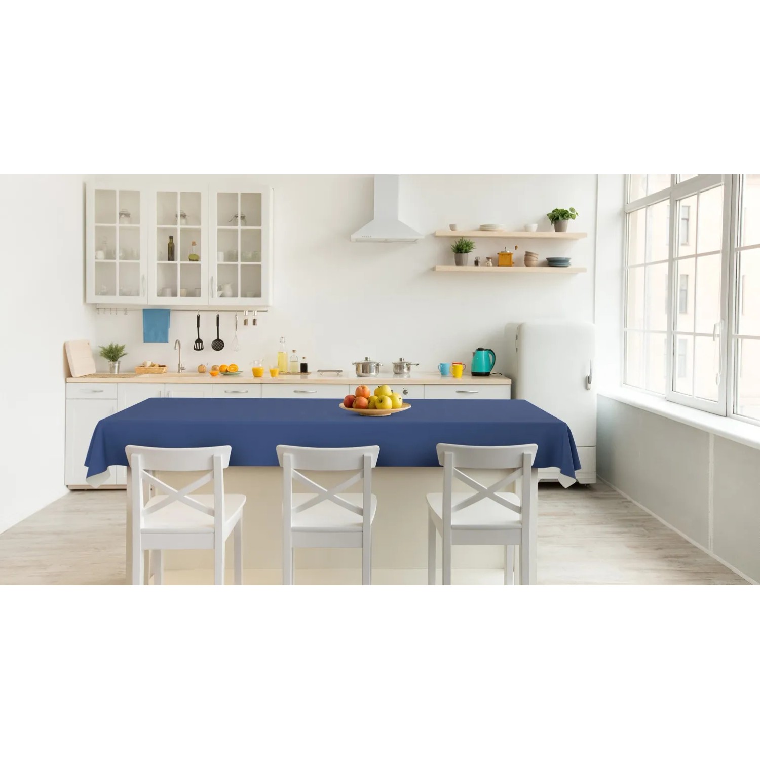 Spandex-Tischdecke Mit Rock – 2 Stück, 244x76x76 Cm, Marineblau, Dehnbar, Für Rechteckige Tische