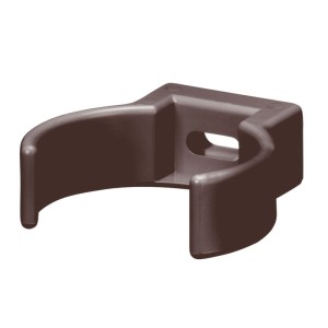 Dunkelbraune Inefa PVC Rohrschelle Clip DN 75 für Fallrohr-Wandmontage.