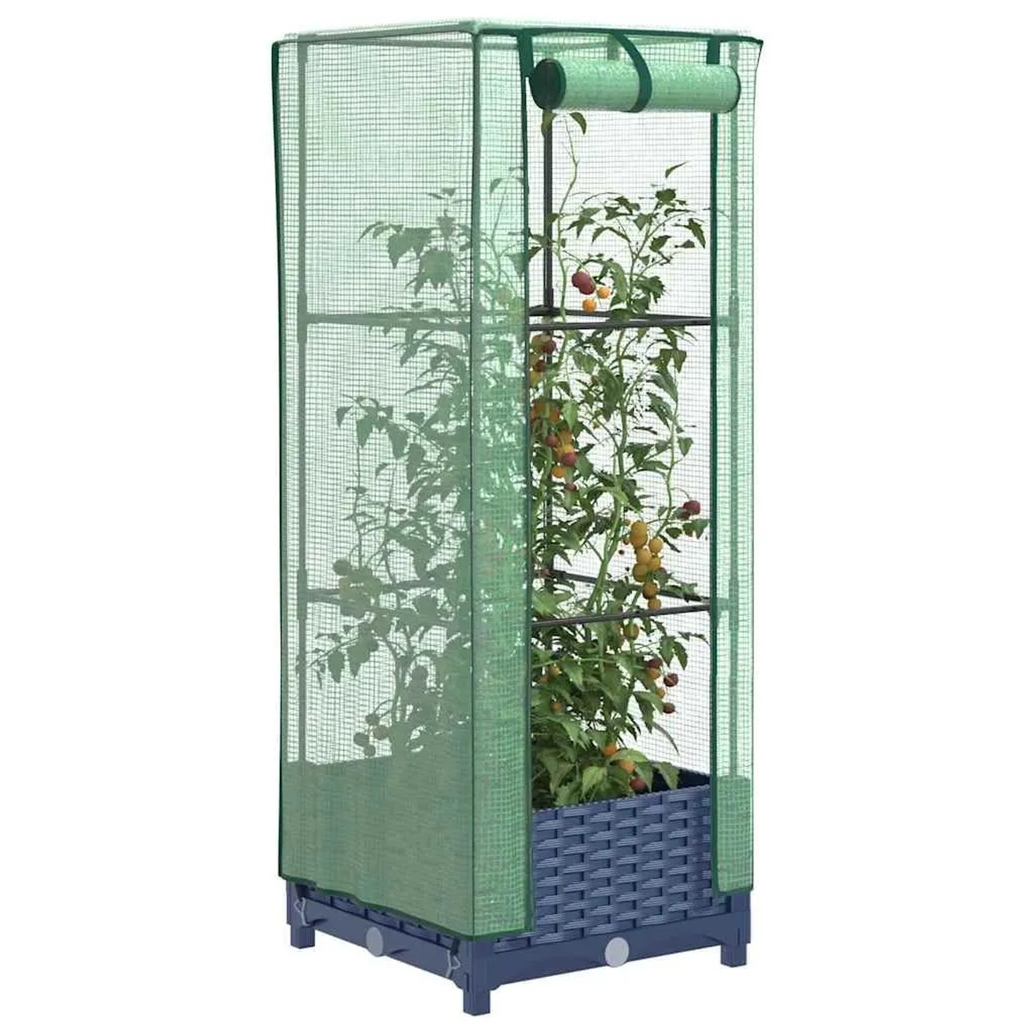 Furnicato Hochbeet Mit Gewächshaus-aufsatz Rattan-optik 40x40x123 Cm