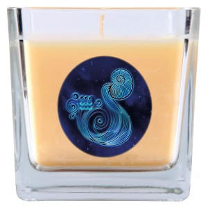 HS Candle Duftkerze Sternzeichen Wassermann Vanille im Glas, 50h Brenndauer.