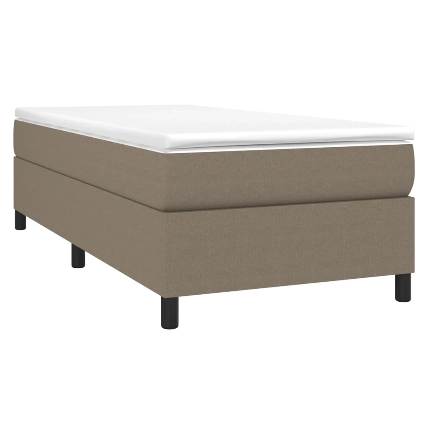 vidaXL Boxspringbett Taupe, 90x190 cm mit Matratze und Topper.