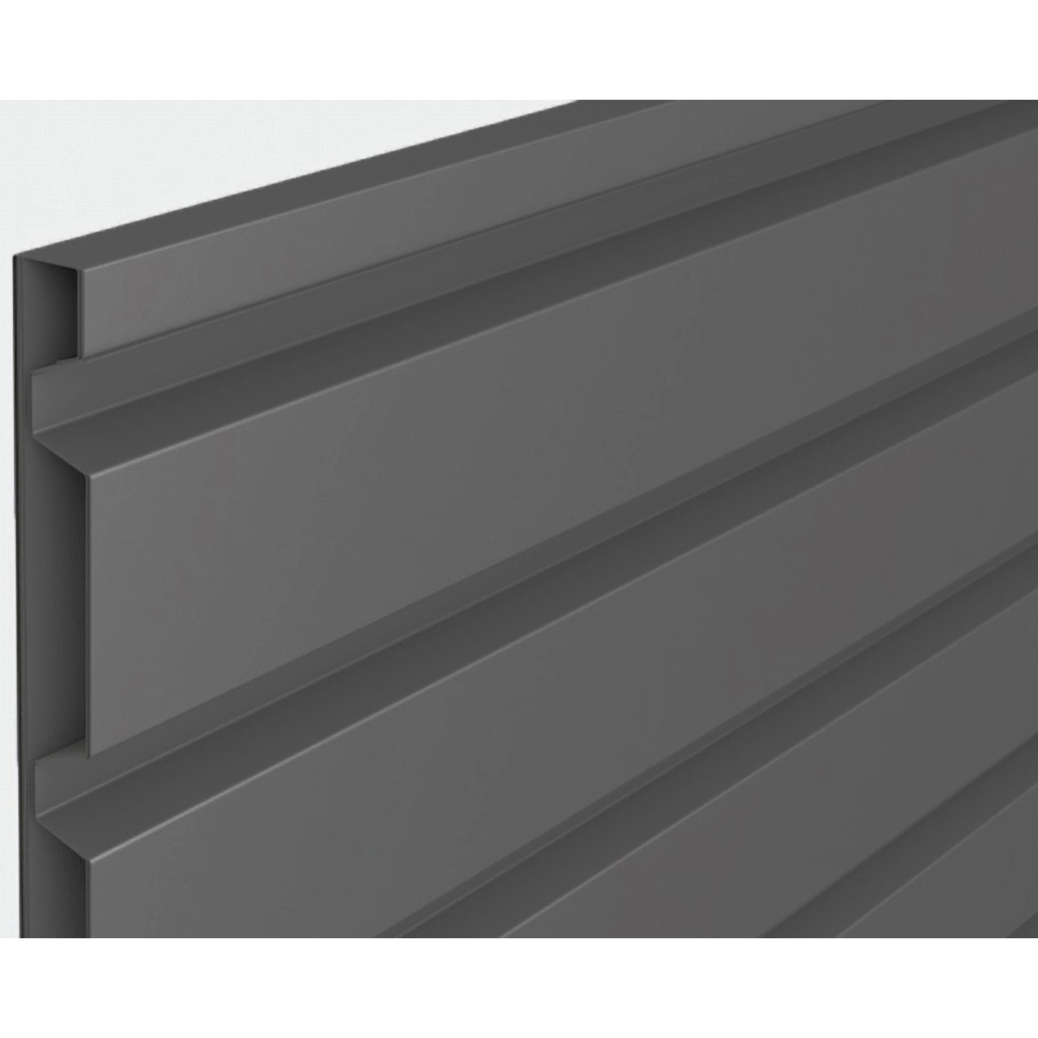 Detailansicht des dunkelgrau-metallic Biohort Metall-Hochbeets, Profilansicht.