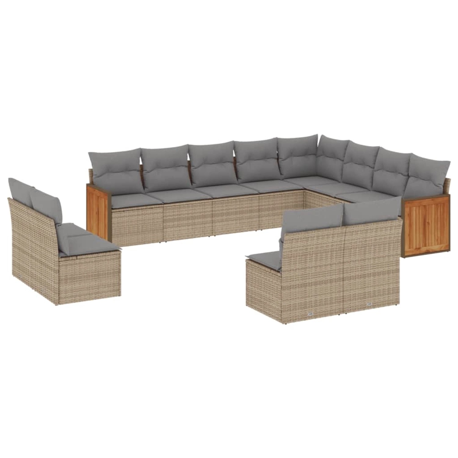 vidaXL 12-Tlg Garten-Sofagarnitur mit Kissen Beige Poly Rattan 3228152 günstig online kaufen