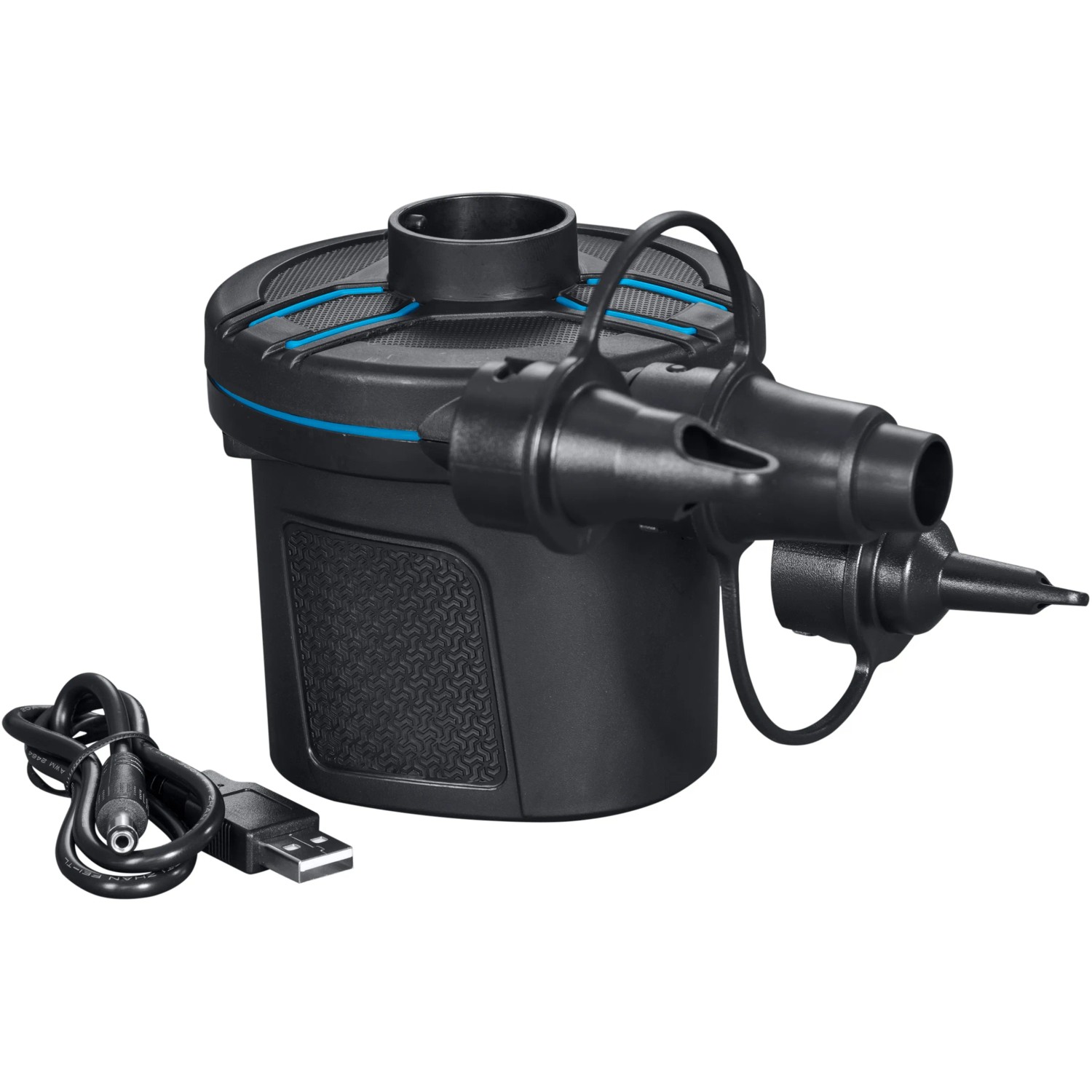 Bestway PowerTouch akkubetriebene Elektropumpe mit USB-Kabel und Adaptern für Camping & Zubehör.