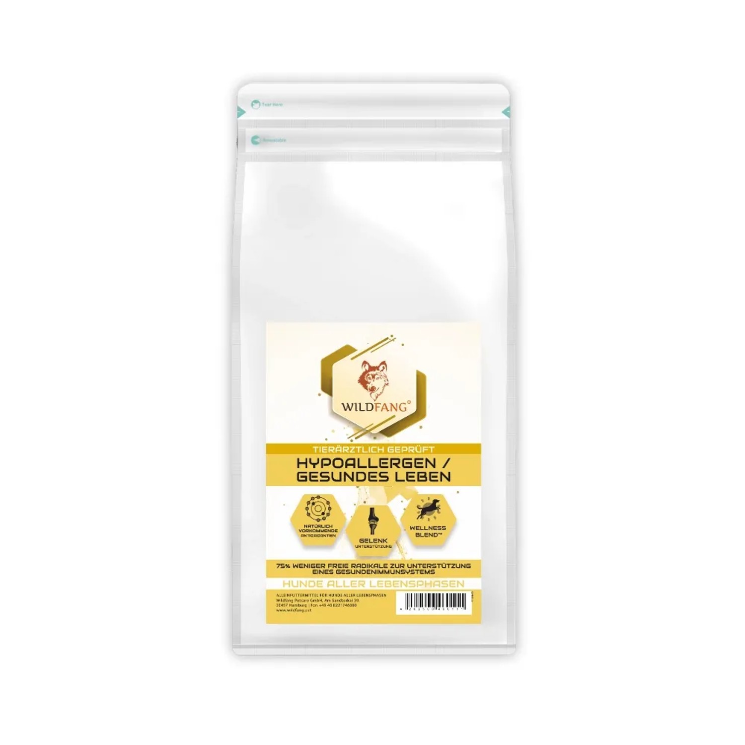 Wildfang VetLine Trockenfutter mit Peptiden für Hunde Hypoallergen 1,5 kg