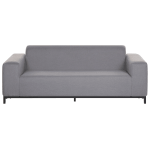 Graues Beliani Gartensofa (84x186x68 cm) mit schwarzem Gestell. Bequemes 3-Sitzer Sofa für Garten und Terrasse.