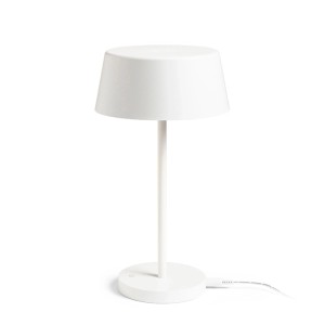 Weiße Rendl LED Tischleuchte Praha, dimmbar, aus Metall, klassisches Design für Innenräume.