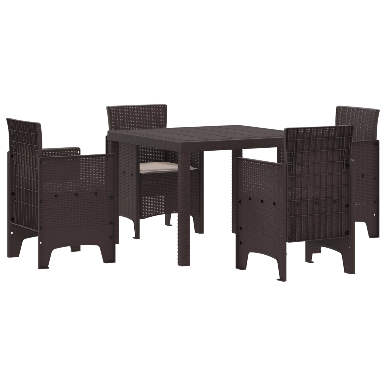 vidaXL 5-tlg Garten-Essgruppe mit Kissen Braun Poly Rattan 3378538 günstig online kaufen