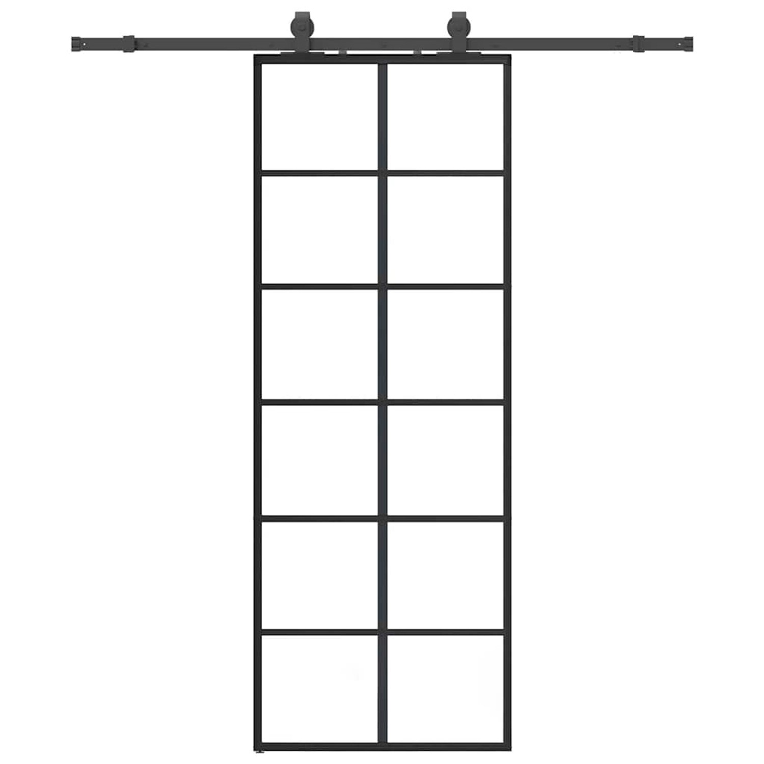 vidaXL Schiebetür mit Beschlag Schwarz 76x205 cm ESG-Glas 3375790 günstig online kaufen