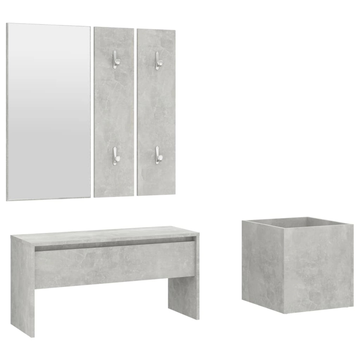 vidaXL Flurmöbel-Set Betongrau Holzwerkstoff Modell 3