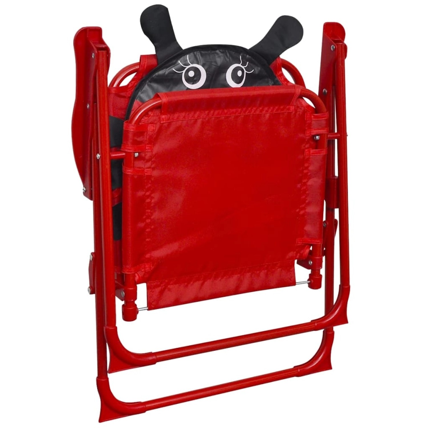 Zusammengeklapptes, rotes 3-tlg. Garten-Bistro-Set für Kinder mit Sonnenschirm.