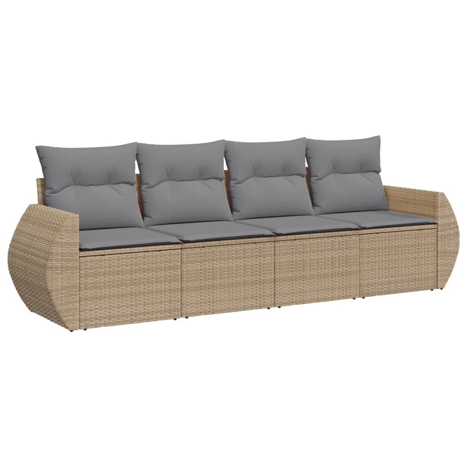vidaXL 4-Tlg Garten-Sofagarnitur mit Kissen Beige Poly Rattan 3221078 günstig online kaufen