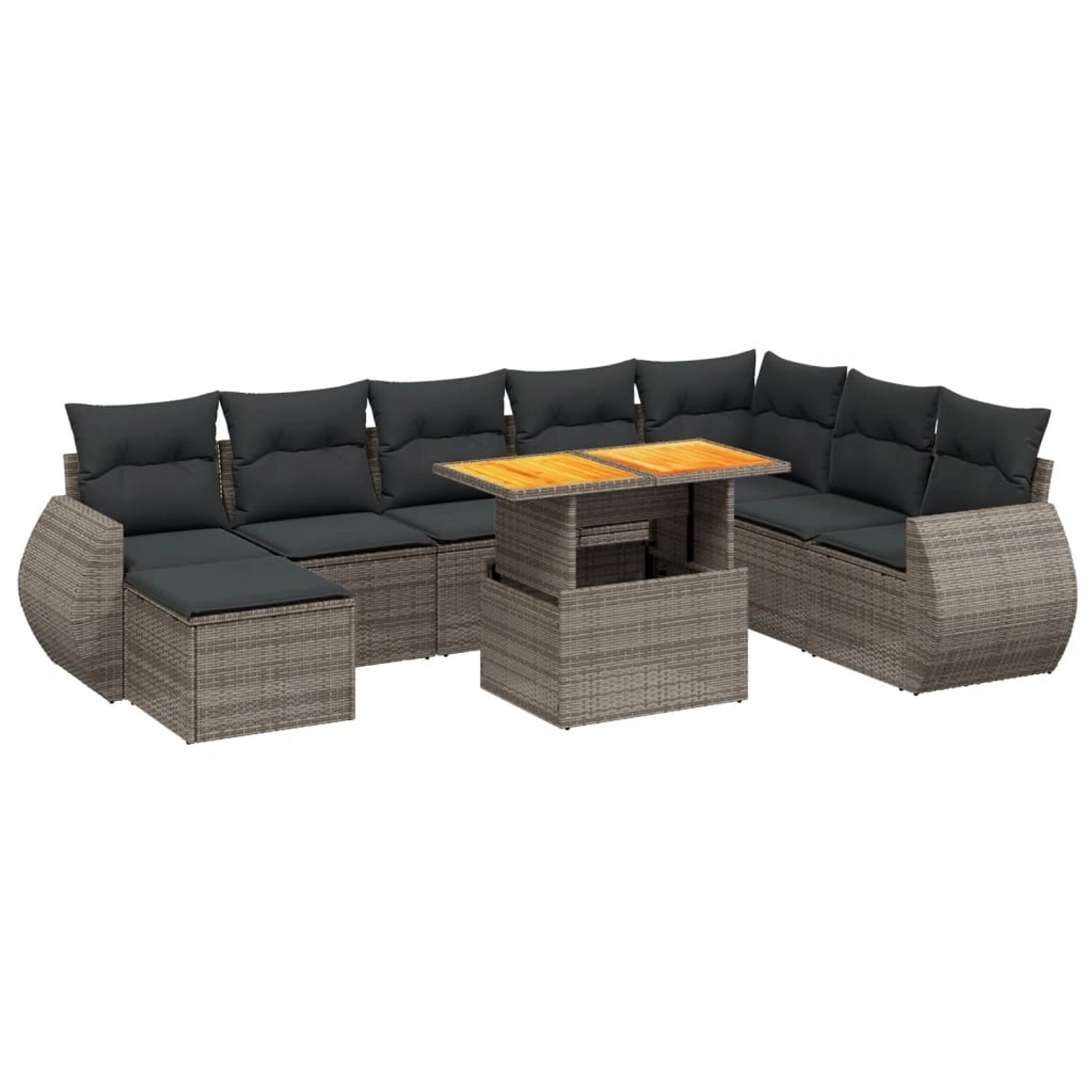 vidaXL 9-Tlg Garten-Sofagarnitur mit Kissen Grau Poly Rattan 3275853 günstig online kaufen