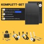 Solakon Balkonkraftwerk Komplettset: 2 Solarmodule, Wechselrichter, Kabel, Gartenhalterung. Steckerfertige Solaranlage.