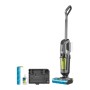 Ryobi Multiflächenreiniger RHFC18BL-0 mit Zubehör: Bürste, Reinigungsstation und Reinigungsmittel.