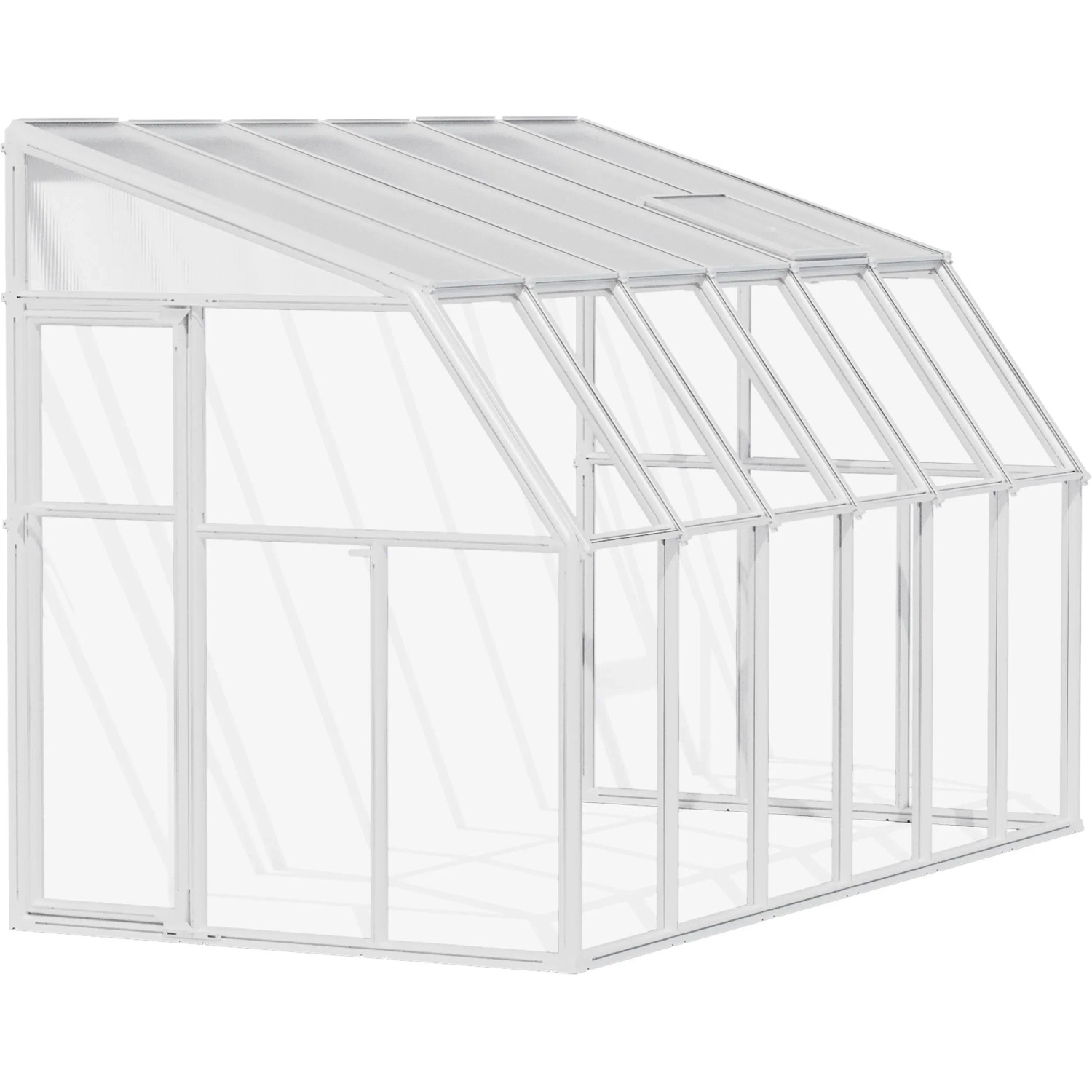 Palram Canopia Gewächshaus Sun Room, 386x201 cm, weißer Rahmen, transparente Paneele. Ideal für Hobbygärtner.