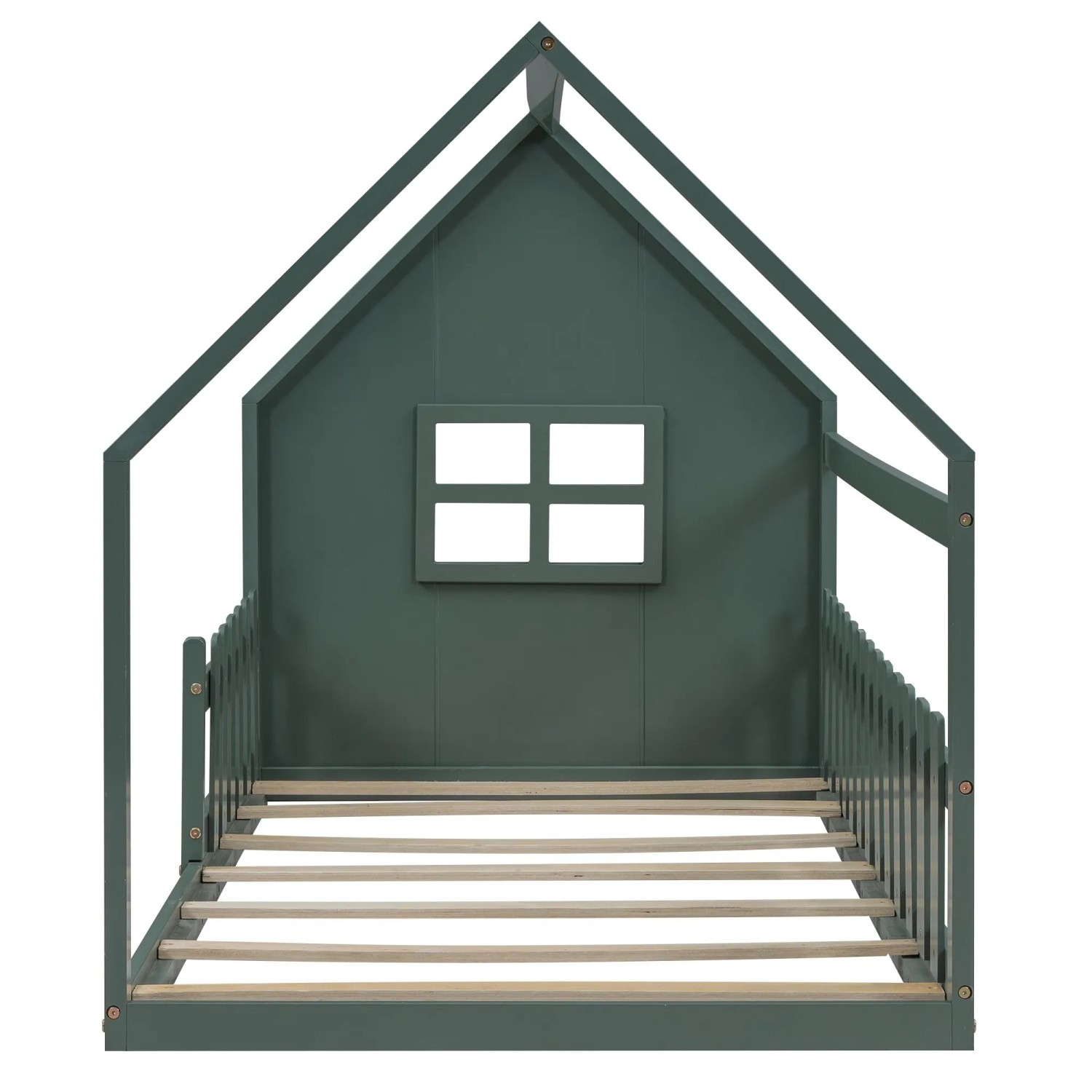 okwish Kinderbett 90×200 Flachbett Hausleiste ohne Matratze