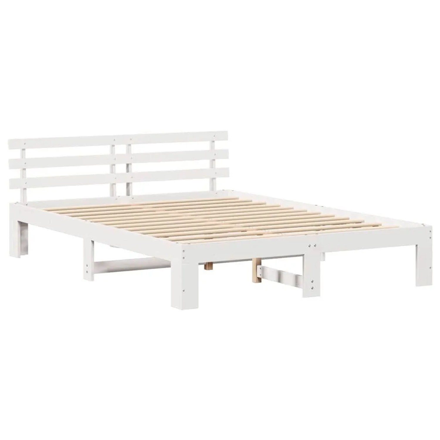 vidaXL Bettrahmen mit Kopfteil Weiß 150 x 200 cm Massives Kiefernholz 872606