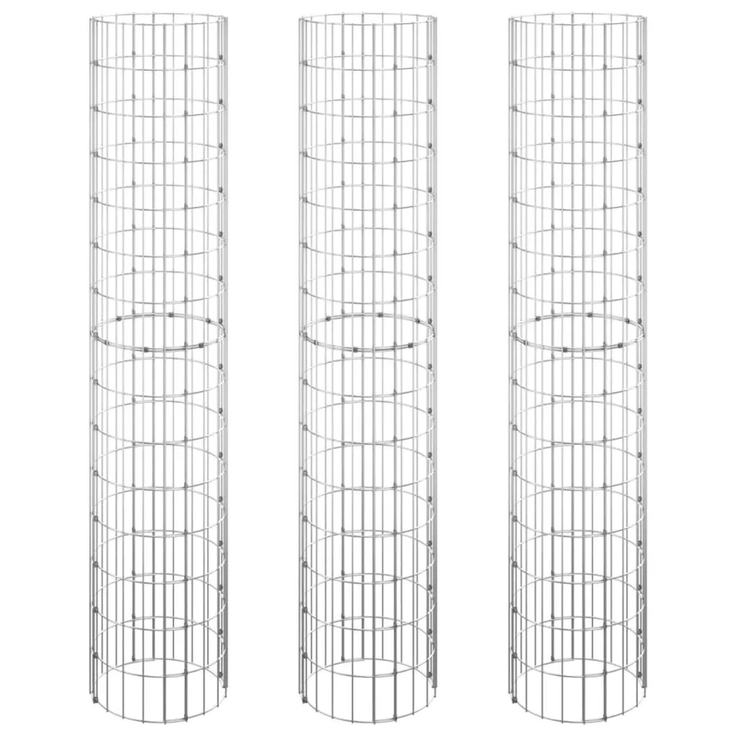vidaXL Gabionen-Hochbeete 3 Stk Rund Verzinkter Stahl Ø30x150 cm 152021