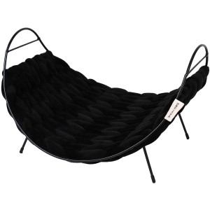 Schwarze Ebi Katzenliege Baily S: Elegante Katzenhängematte mit Metallgestell und weichem Kissen.