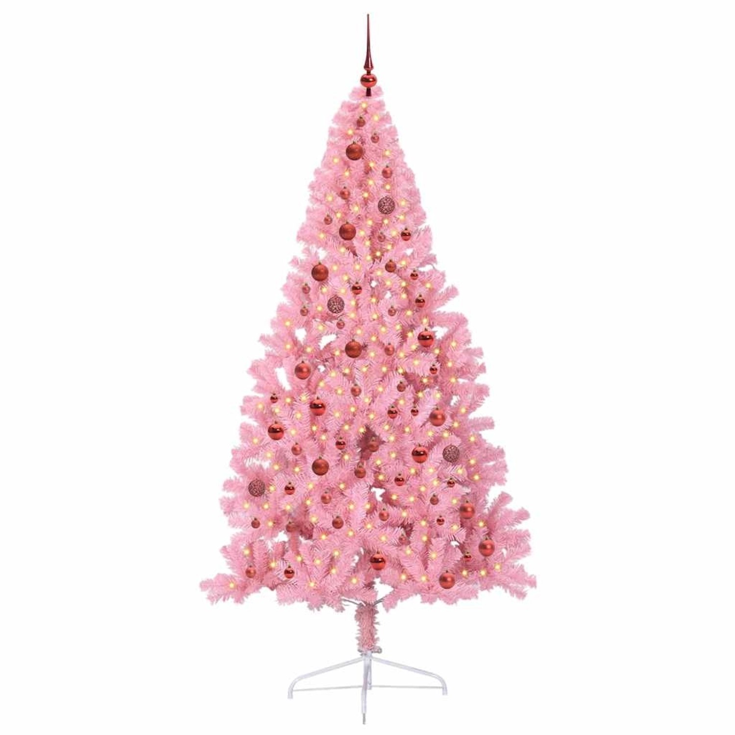 vidaXL Künstlicher Vorbeleuchteter Weihnachtsbaum Rosa 210 cm PVC 3397089