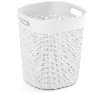 Weißer Curver Recycling-Papierkorb Filo, 16L, mit Griffen und dekorativer Oberfläche.