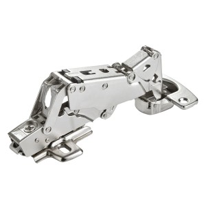 SOTECH Weitwinkelscharnier 165 Grad Sensys 8657i, vernickelt, mit Soft Close und Montageplatte.