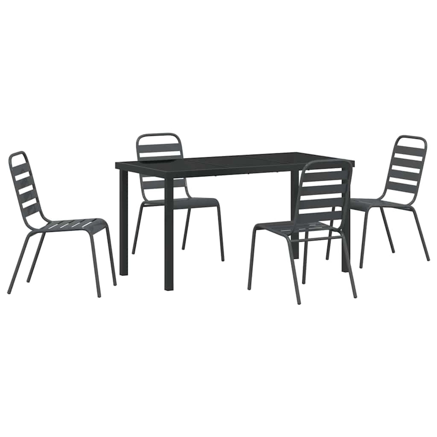 vidaXL Garten Essgruppe 5-Tlg Dunkelgrau Stahl 3379298 günstig online kaufen