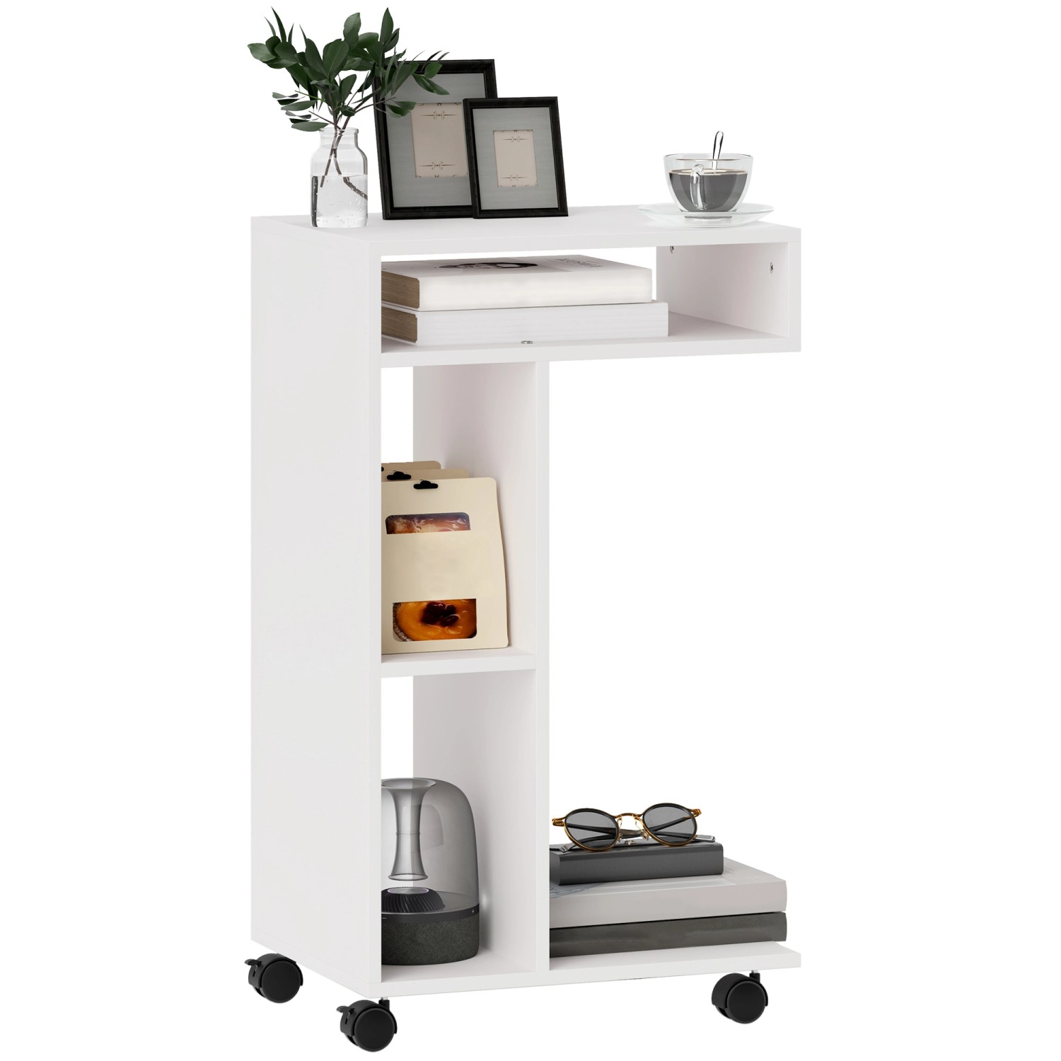HOMCOM Beistelltisch Couchtisch Spanplatte Weiß 40L x 30B x 69H cm