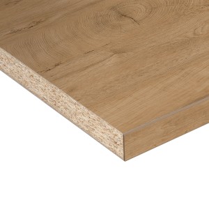 Detailansicht der Kaindl Arbeitsplatte Eiche Endgrain Classic, 3,8 cm stark, mit Holzstruktur.