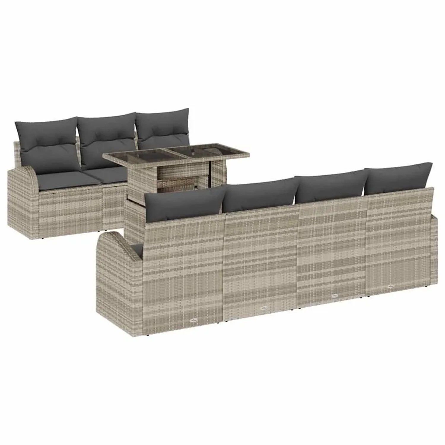 vidaXL Gartensofa-set mit Kissen 8-Tlg Hellgrau Poly-Rattan 3357325 günstig online kaufen
