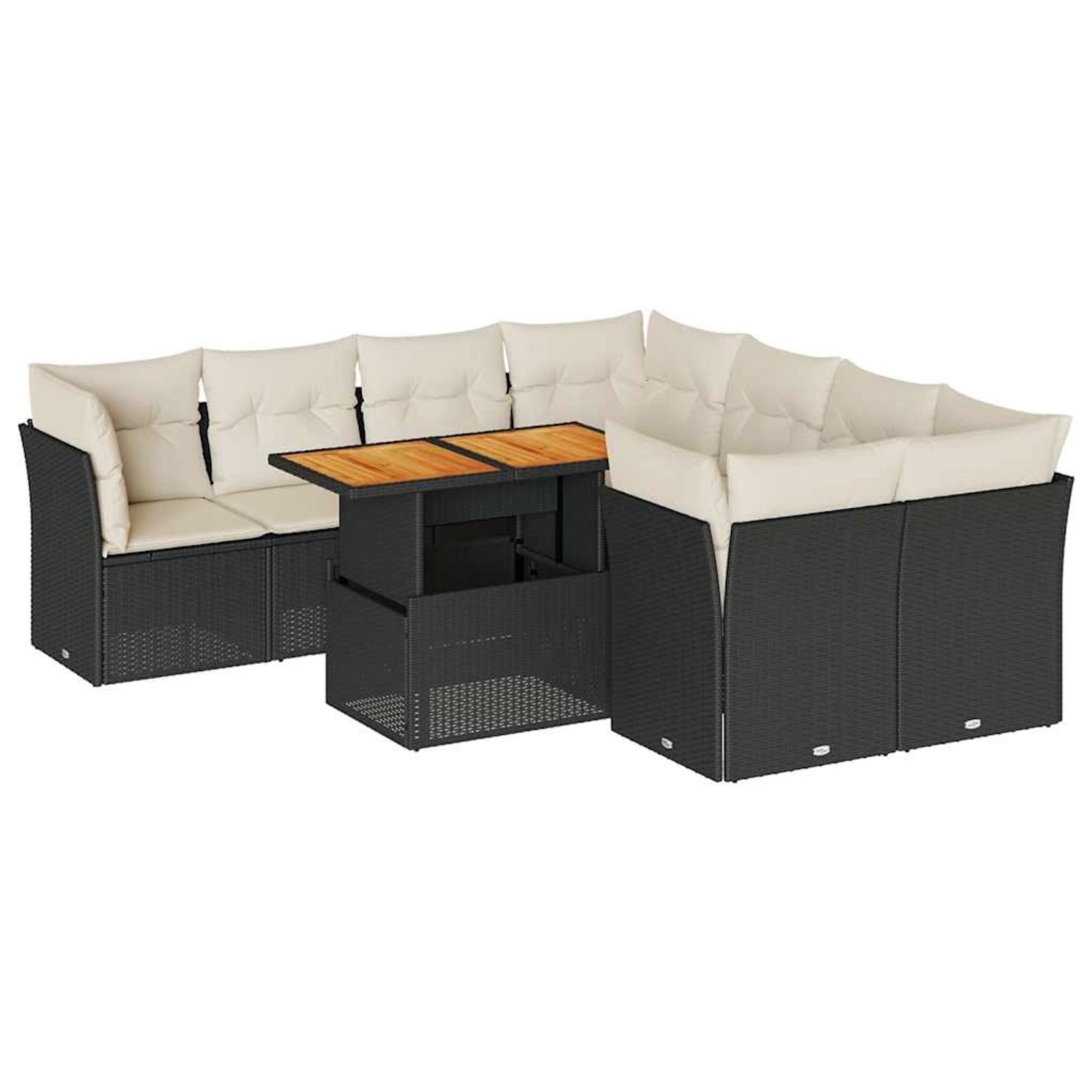 vidaXL 9-Tlg Garten-Sofagarnitur mit Kissen Schwarz Poly Rattan 3326905 günstig online kaufen