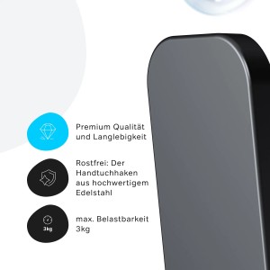 Schwarzer AM.PM Handtuchhaken Func aus Edelstahl für Bad & WC. Rostfrei, max. 3 kg Belastbarkeit.