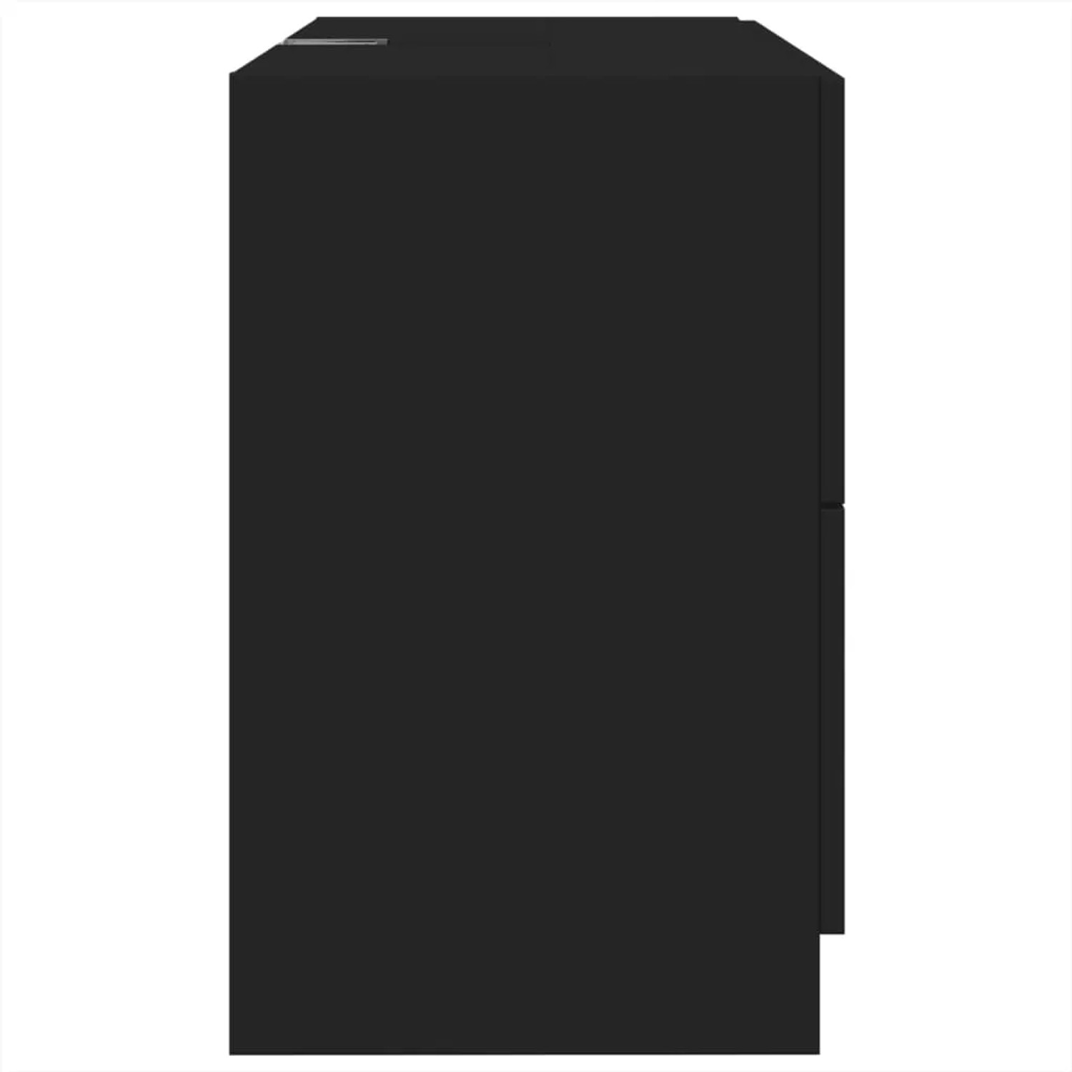 vidaXL Waschbeckenunterschrank, schwarz, 78x37x59 cm, mit Schublade und Fach.