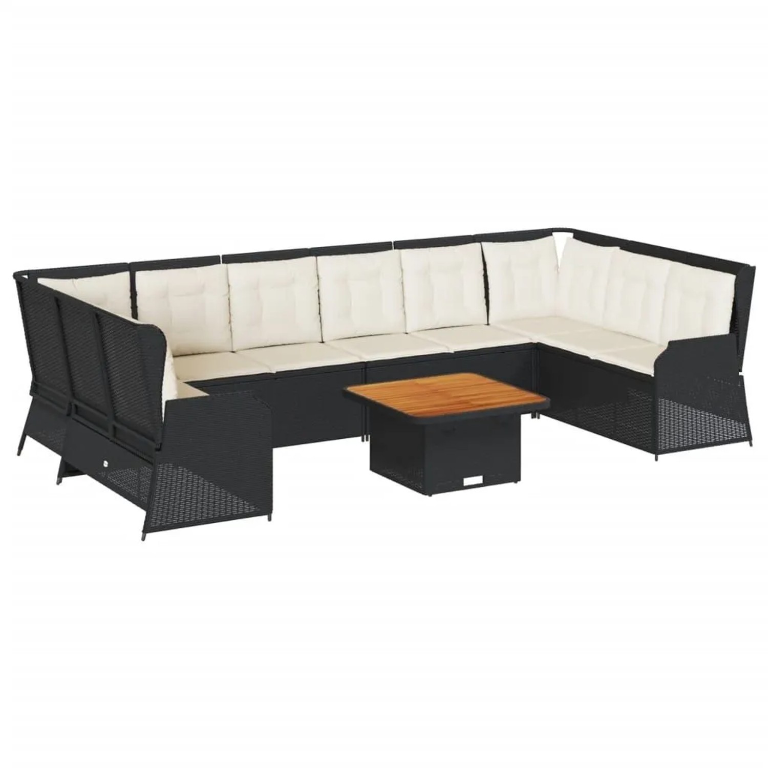 vidaXL 7-Tlg Garten-Lounge-Set mit Kissen Schwarz Poly Rattan 3262379