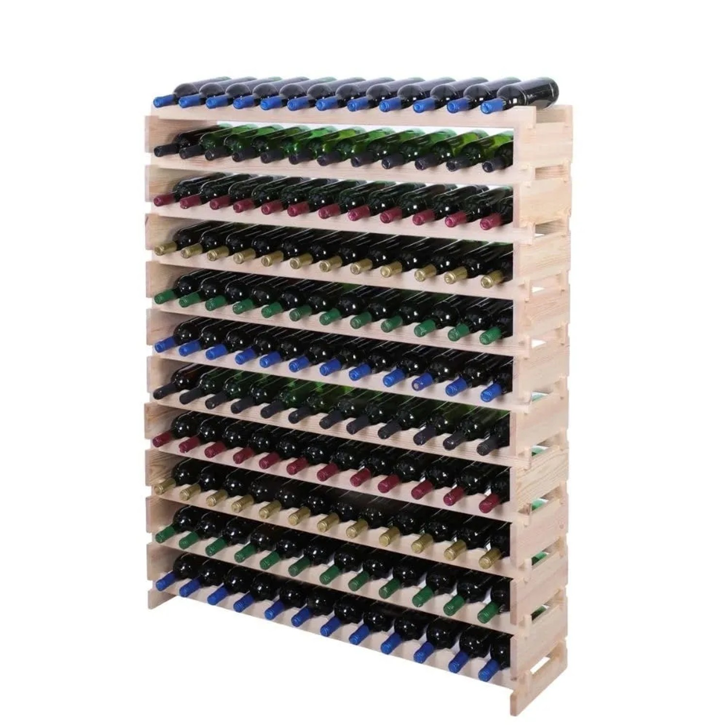 PROREGAL Weinregal VINOTECA FLEX PRO HxBxT 149x123x28cm 132 Flaschen Auf 11 Ebenen Massives Kiefernholz Natur Unbehandelt