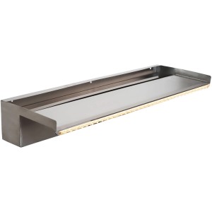 Heissner Wasserfall-Element aus Edelstahl, 60 cm, mit LED-Beleuchtung für Teichdeko.