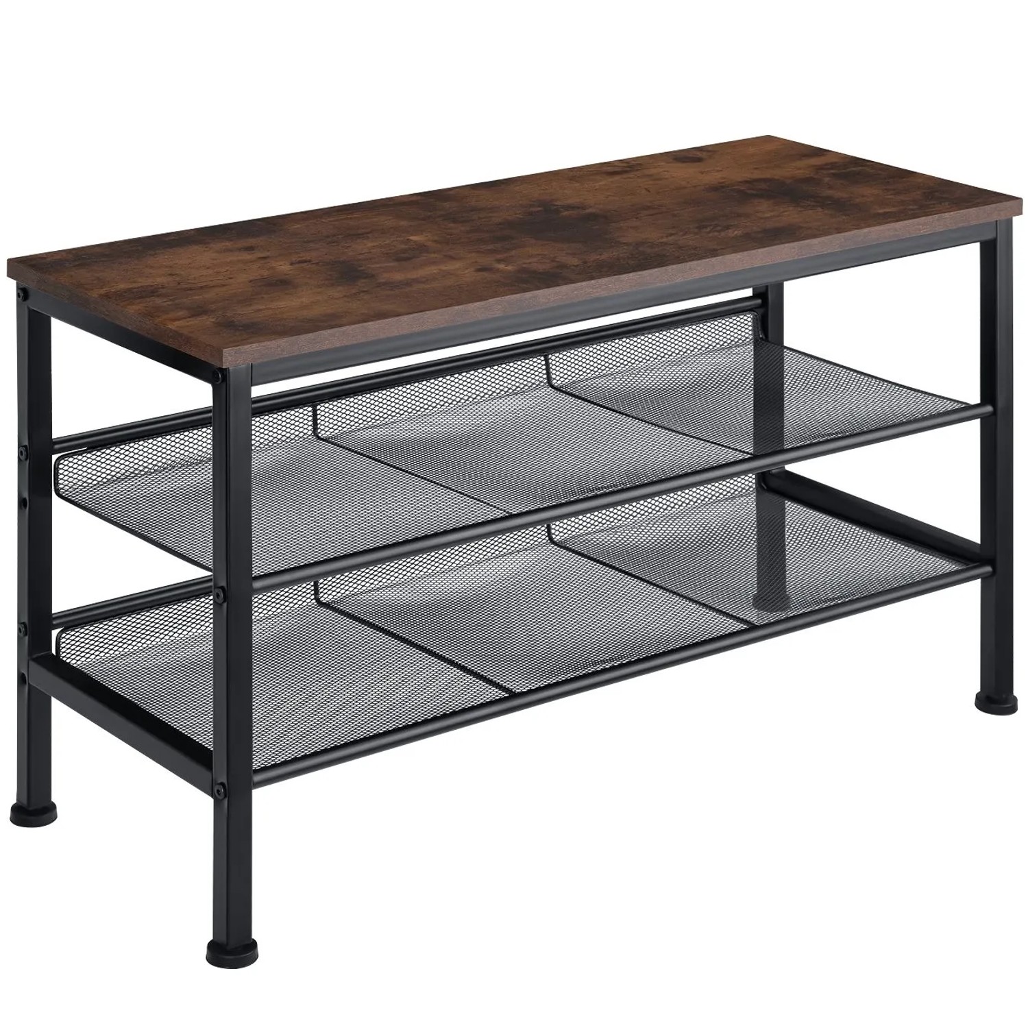 Tectake Schuhregal Derry Industrial Style Holz und Stahl  75 50 x 30 50 x 45 50 cm Industrial Holz Dunkel  Rustikal