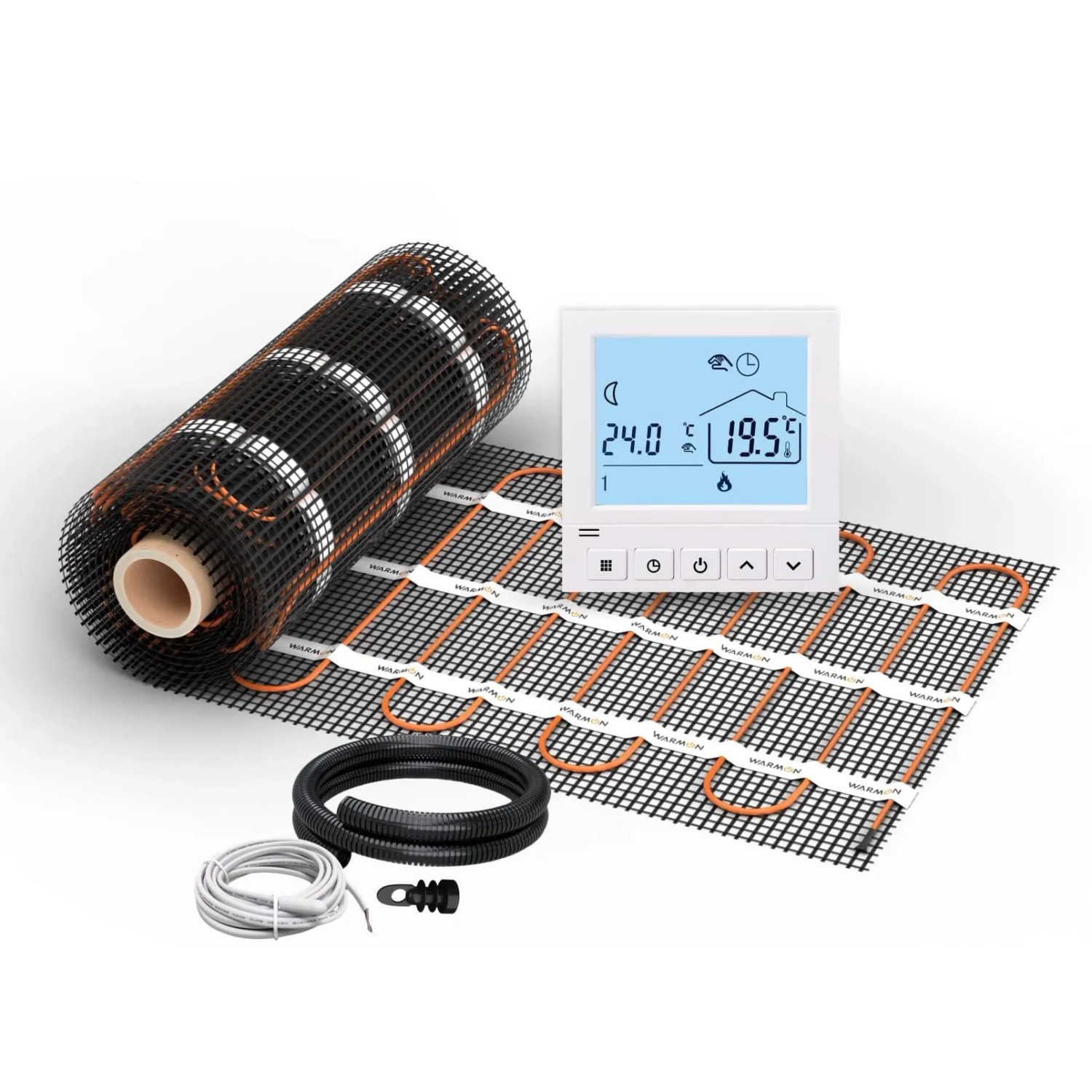 WARMON Fußbodenheizung Elektrisch CLASSIC 150 W/m² inkl. TS 50 Thermostat Digital Weiß 2,5 m²