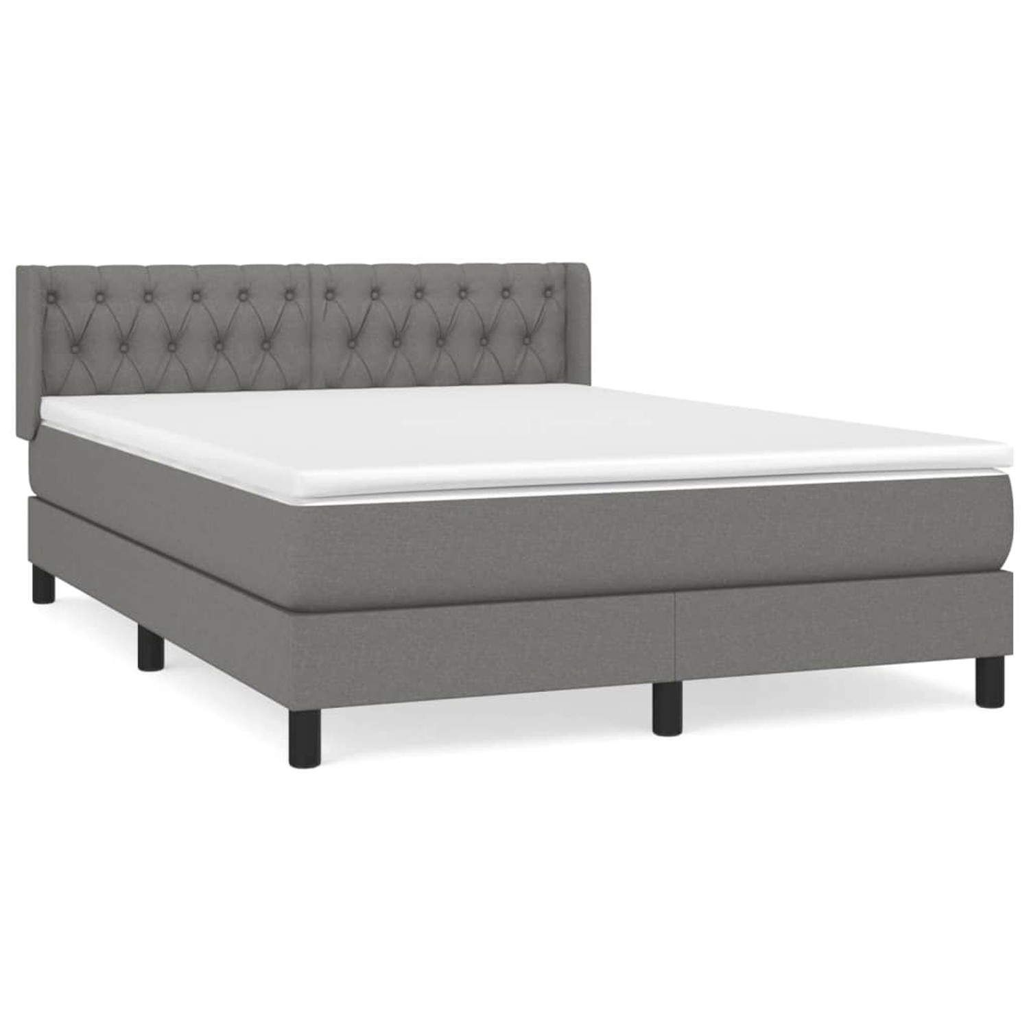 vidaXL Boxspringbett mit Matratze Dunkelgrau 140x190 cm Stoff 3129946 günstig online kaufen