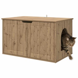 vidaXL Katzenhaus Kunsthandwerk Eiche 85 x 55 x 50,5 cm Holzwerkstoff 8000724